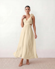 Lace-Up Ruffle A-Line Midi