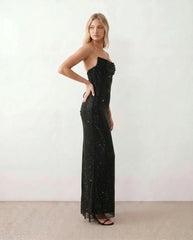 Sage | Strapless Square Neck Maxi Dress