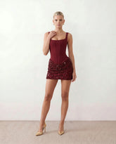 Sequin Corset Basque Mini Dress