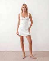 Anahi Lace Slip Mini Dress with Low Back & Center Tie