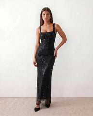 Faye | Sequin Low Back Maxi Dress