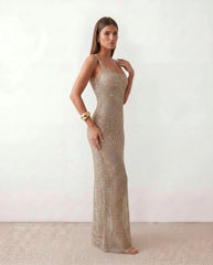 Faye | Sequin Low Back Maxi Dress