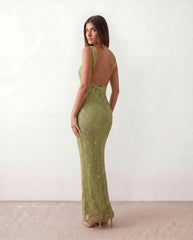 Faye | Sequin Low Back Maxi Dress