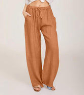 High-Waisted Cotton Trousers