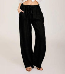 High-Waisted Cotton Trousers