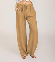 High-Waisted Cotton Trousers