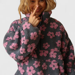 Delysanne | Chic Half-Zip Floral Sweater