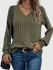 Celestinah | Cozy Ribbed V-Neck Sweater