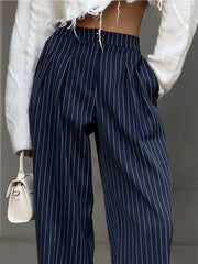 High-Waisted Striped Trousers