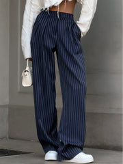 High-Waisted Striped Trousers