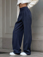 High-Waisted Striped Trousers