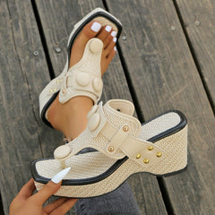 Paloma Reed Platform Button-Detail Sandals