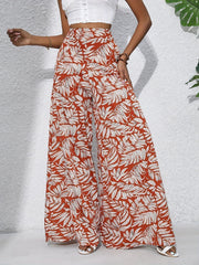 High-Waisted Floral Trousers