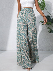 High-Waisted Floral Trousers
