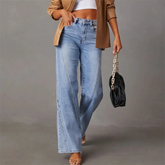 High-Waisted Denim Trousers