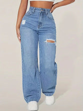 High-Waisted Distressed Jeans