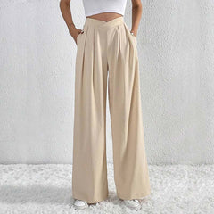 High-Waisted Beige Trousers