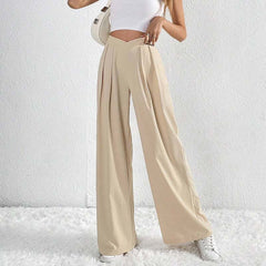 High-Waisted Beige Trousers