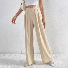 High-Waisted Beige Trousers