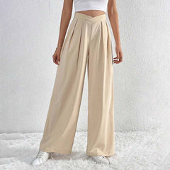 High-Waisted Beige Trousers