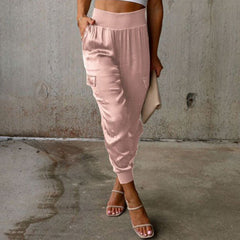 High-Waisted Satin Trousers