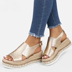 Isabella Metallic Wedge Sandals