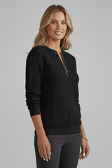 Beatrix | Cable-Knit Zip-Front Jacket