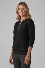Beatrix | Cable-Knit Zip-Front Jacket