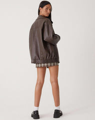 Giselle | Oversized Faux Leather Bomber Jacket