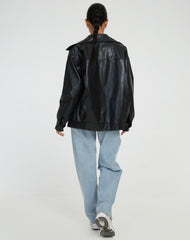 Giselle | Oversized Faux Leather Bomber Jacket