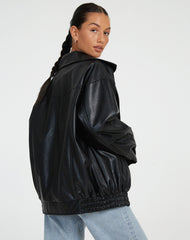 Giselle | Oversized Faux Leather Bomber Jacket