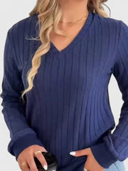Celestinah | Cozy Ribbed V-Neck Sweater
