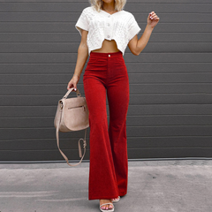 High-Waisted Flared Trousers