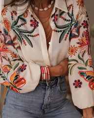 Magnolia | Breezy Floral Embroidered Linen Shirt