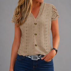 Ondine | Refined Eyelet Lace Button-Up Shirt
