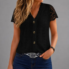 Ondine | Refined Eyelet Lace Button-Up Shirt