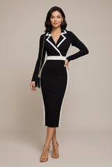 Estelle | Statement Blazer Trim Bodycon Midi Dress