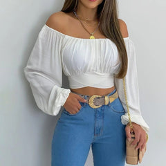 Faye | Chic Off-Shoulder Ruched Crop Top