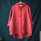 Marina | Breezy Ruffle Trim Linen Shirt