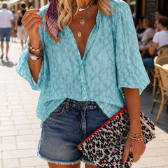 Camille | Relaxed Textured Button-Up Blouse