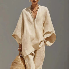 Mette | Breezy V-Neck Linen Tunic Top