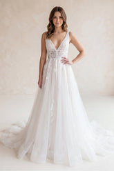 Rivena A-Line V-Neck Wedding Dress
