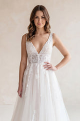 Rivena A-Line V-Neck Wedding Dress