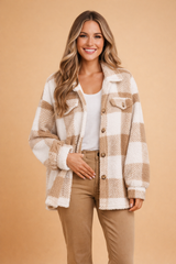 Valentina | Oversized Plaid Sherpa Jacket