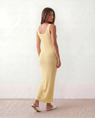 Clio Openwork Fitted Maxi Dress with Tank Straps