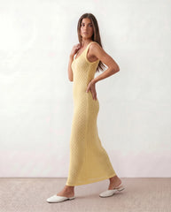 Clio Openwork Fitted Maxi Dress with Tank Straps