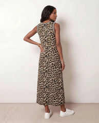 Leopard Side Slit Midi Dress