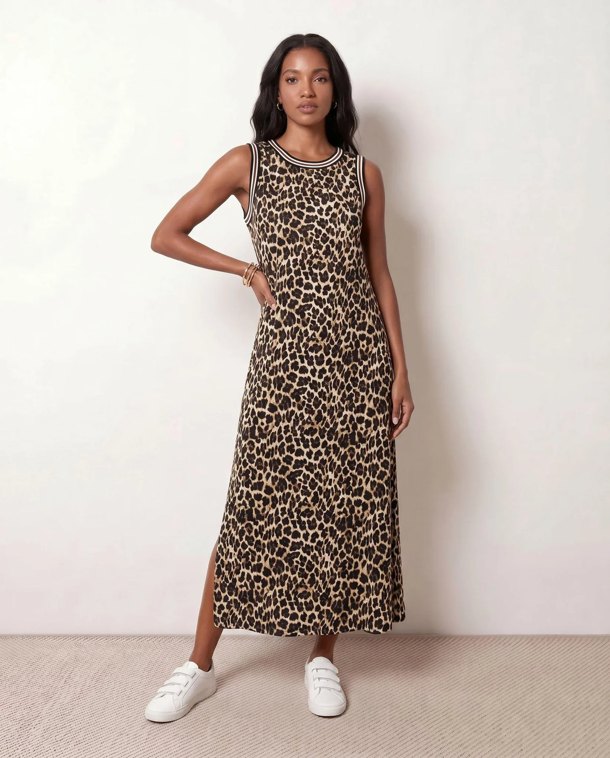 Leopard Side Slit Midi Dress