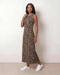 Leopard Side Slit Midi Dress