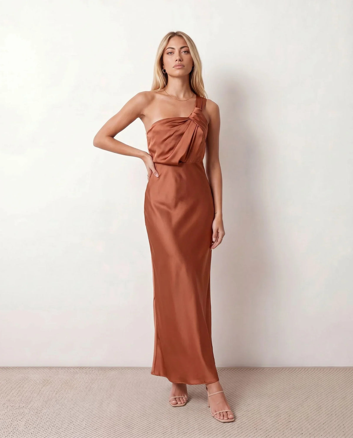 Aura Low Back Glossy Maxi Dress